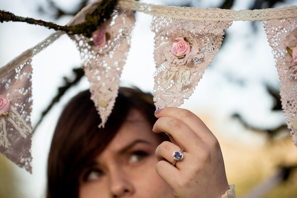 Vintage style Teas stained lace bunting